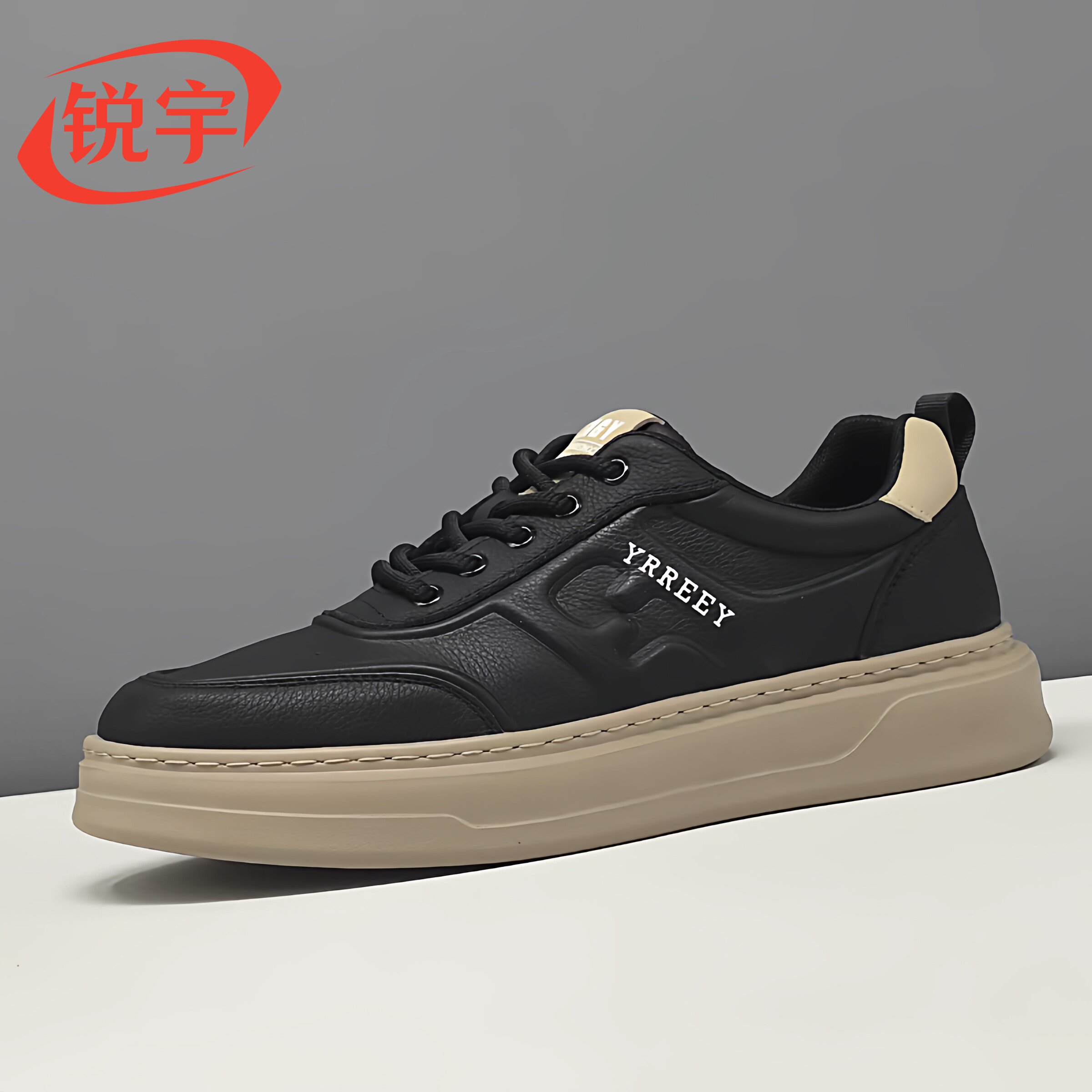 男生头层牛皮黑色板鞋真皮百搭男款潮鞋欧洲站男鞋男士透气休闲鞋