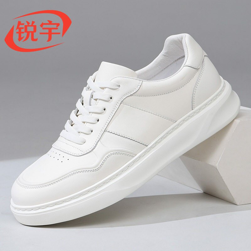 头层牛皮小白鞋男款2026春季新款男士运动休闲鞋厚底真皮板鞋6181