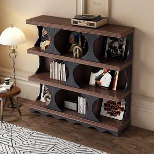 书柜储物柜一体客厅小户型哈迪德书柜置物北美红橡木实木复古柜子