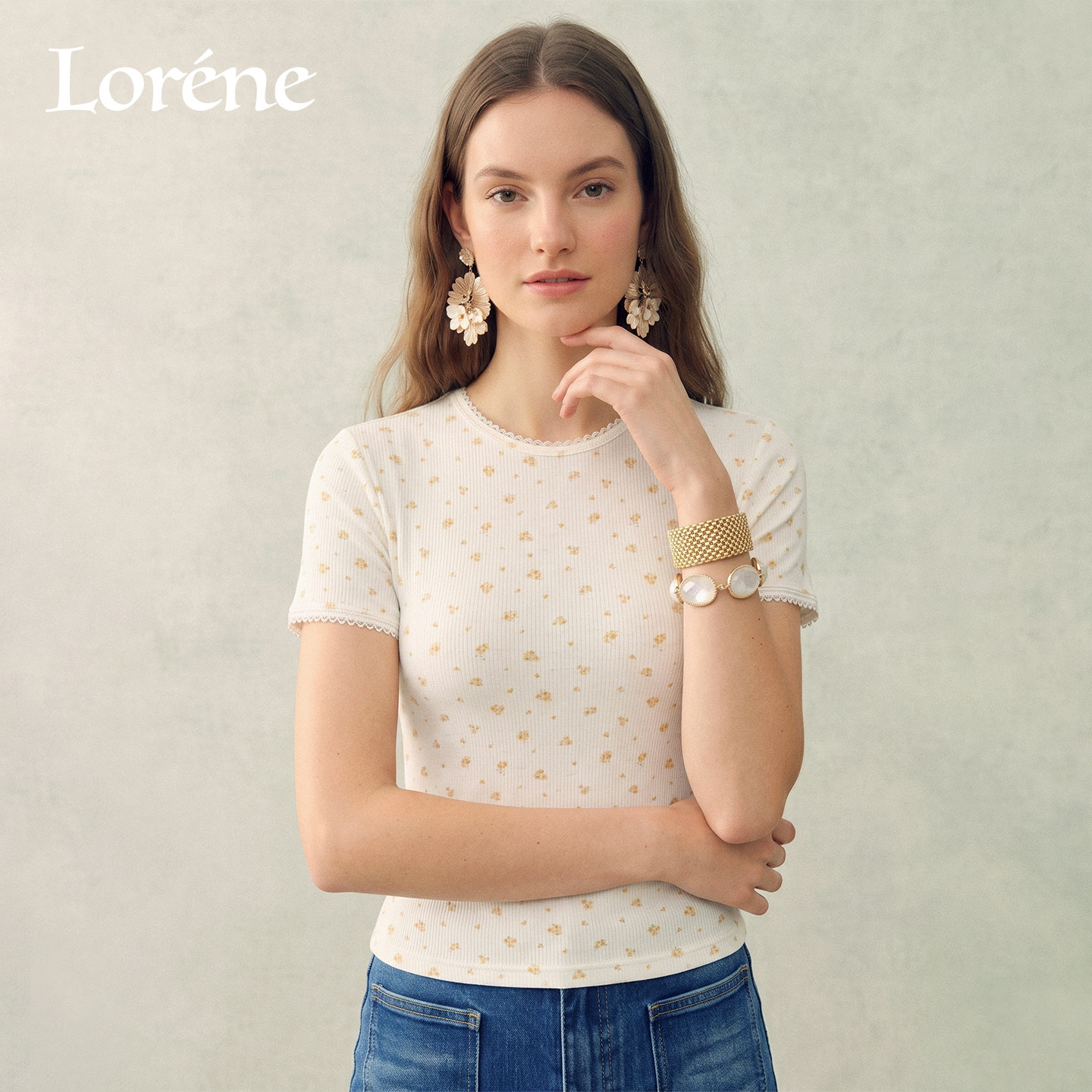 Lorene圆领短袖莱赛尔T恤打底