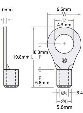 JAK RNB5.5-4L紫铜圆形冷压裸端 O型铜线耳连接器接头 有认证KST