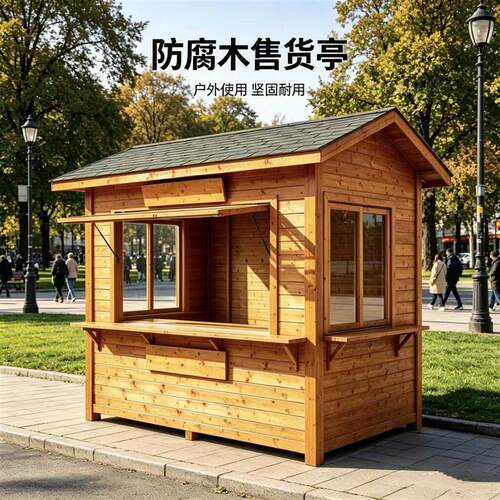 防腐木售货亭户外可移动商铺定制岗亭商场商业街风景区小木屋厂家