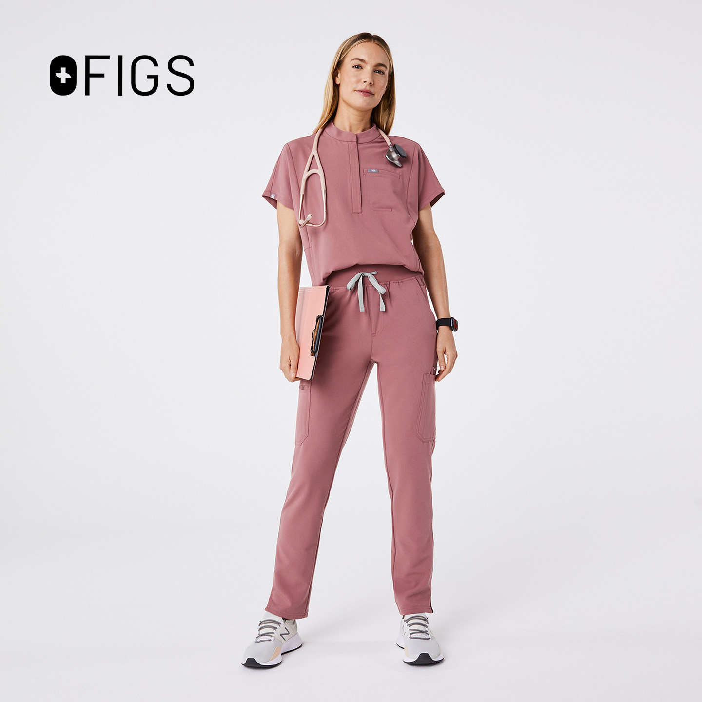 FIGS粉色医护套装女士刷手服