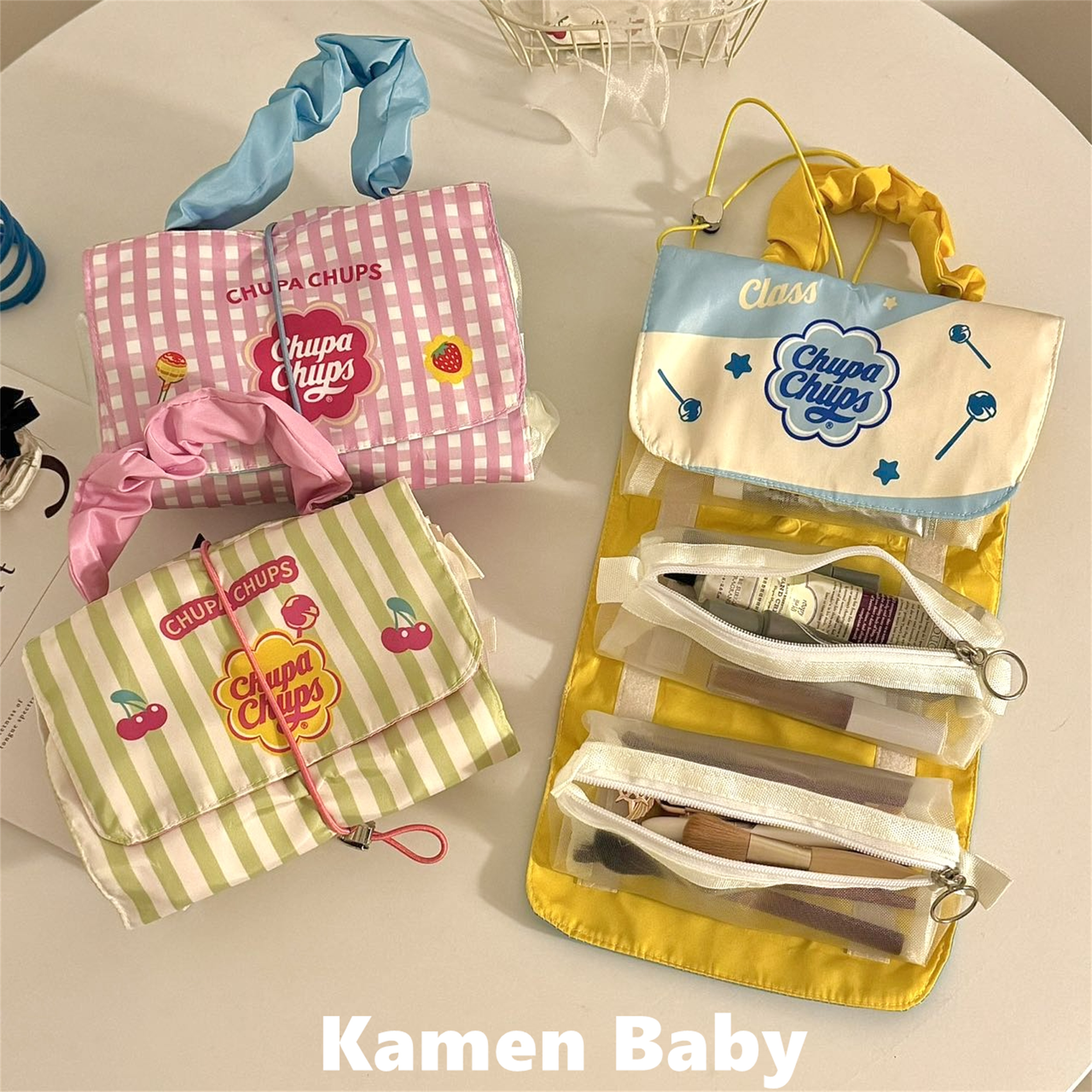 高颜值折叠化妆包女便携分区大容量出差旅行洗漱包新款可爱收纳袋