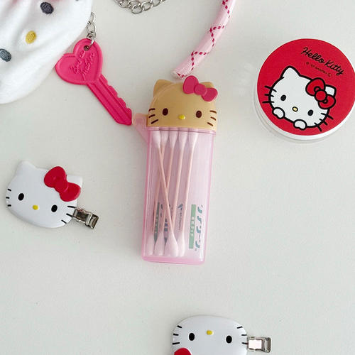 日本HelloKitty小罐罐可爱牙线盒牙签棉签棒收纳盒便携透明粉色