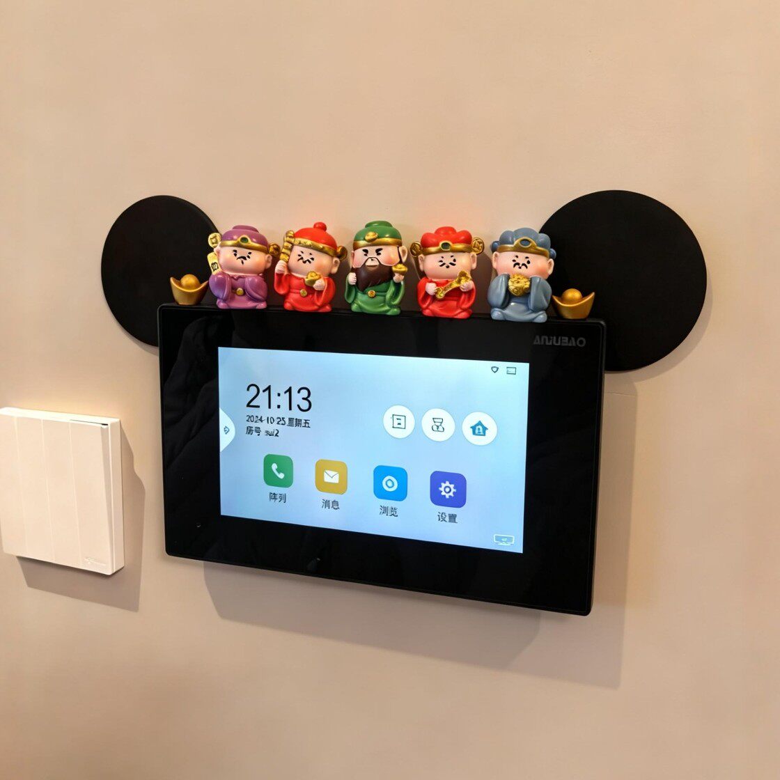 五路财神可视门铃装饰摆饰入户门玄关创意家居氛围感装饰2026新款