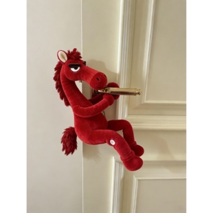 毛绒小马门把手套防静电创意门拉手卧室门可爱防撞保暖护套2025新