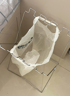 垃圾架不锈钢可折叠简易便携垃圾桶家用厨房专用免弯腰落地收纳架