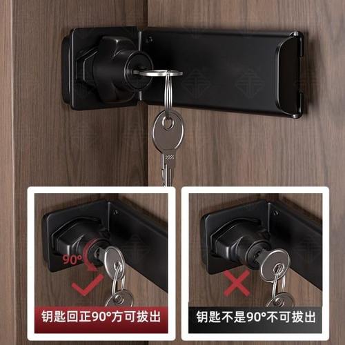 推拉平移门锁免打孔直角锁挂锁内反锁90度门栓插销入户门柜门锁扣