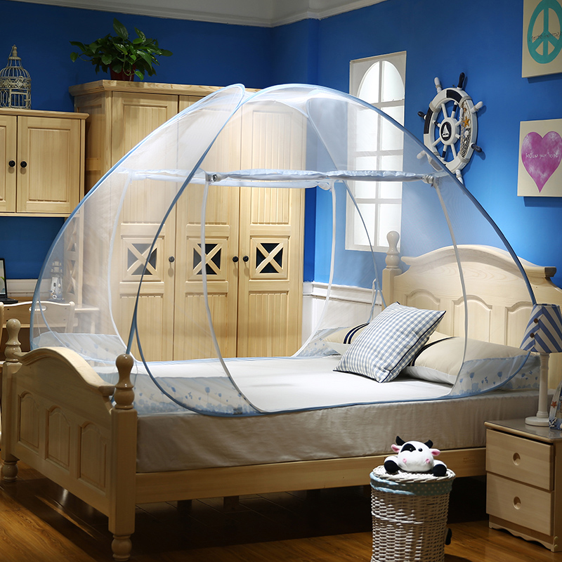 蚊帐蒙古包免安装钢丝有底折叠魔术学生加密蚊帐1/1.2R/1.5/1.8m