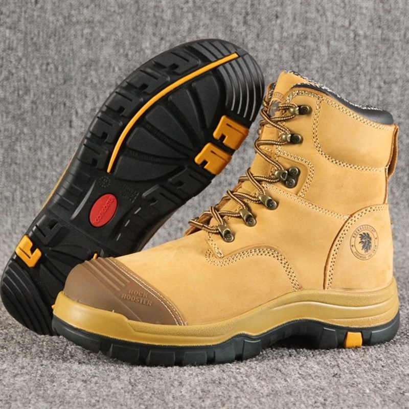 捡漏头层磨砂皮男士工装劳保靴z钢头实心厚底工作鞋耐磨防滑抗静