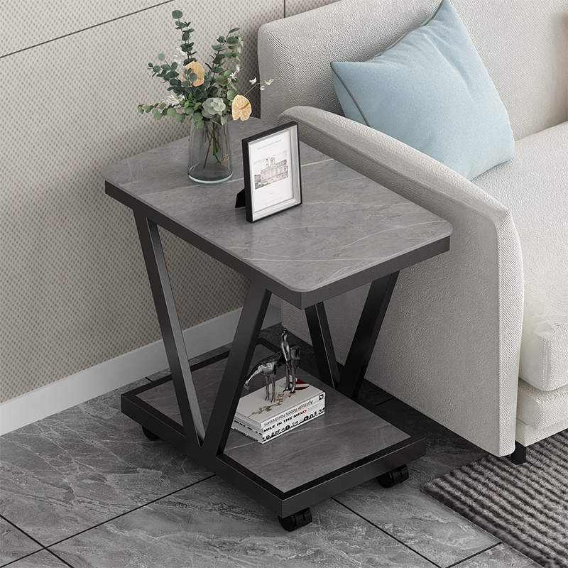 沙发边柜侧边柜轻奢岩板s边几角几小桌子简约现代可移动小茶几带