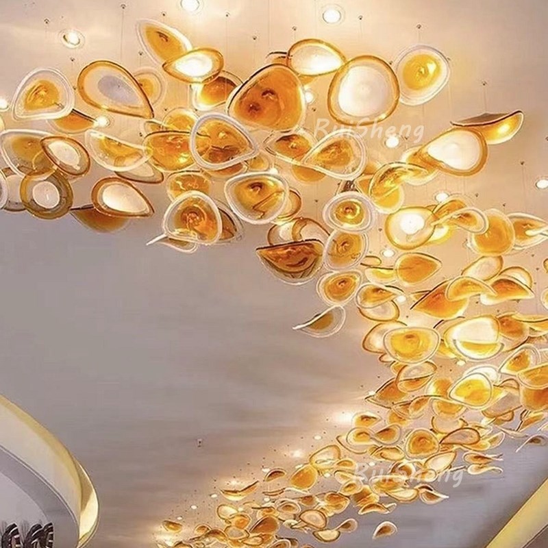 酒店大厅艺术灯售楼m部沙盘吊灯别墅宴会厅旋转楼梯荷叶异形吧台