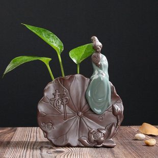 中国风创意绿萝水培植物花瓶客厅装 饰品水养插花陶瓷花盆器皿摆件
