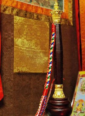 格萨尔王权杖实木底座木头底座高约11.5cm