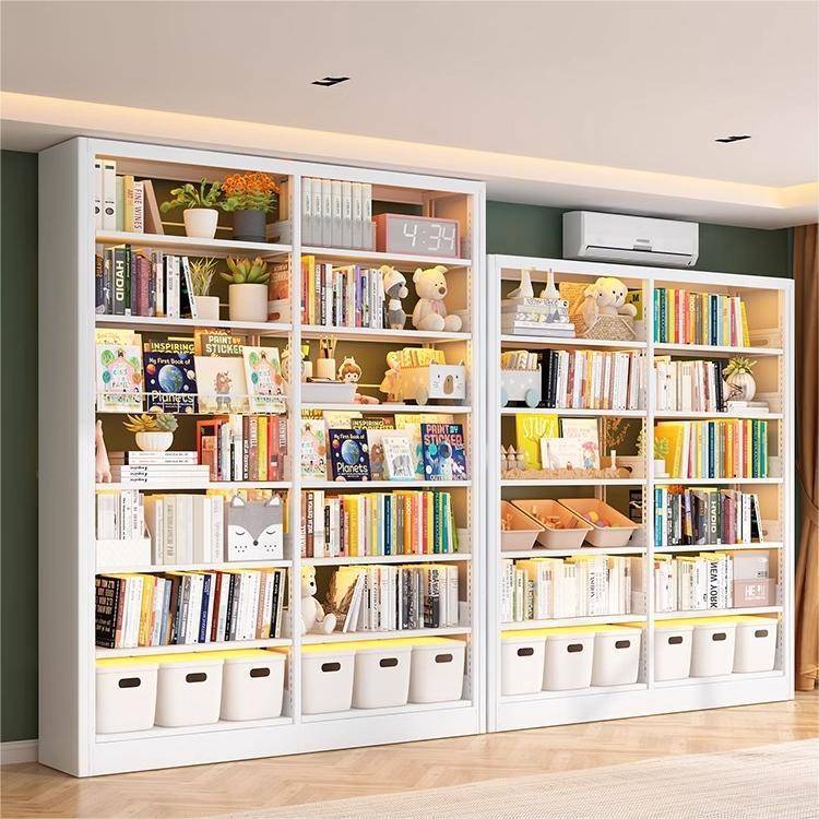 家用钢制书架图书馆落地置物架儿童书柜绘本架客厅简约铁艺储物架