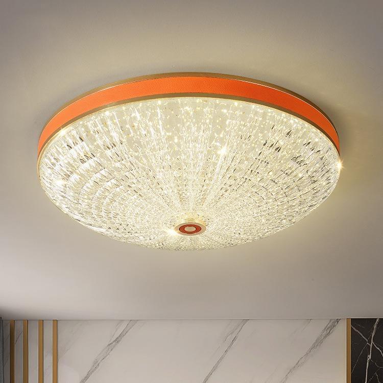 新款现代轻奢卧室吸顶灯led北欧简约圆形创意皮革餐厅书房主卧灯