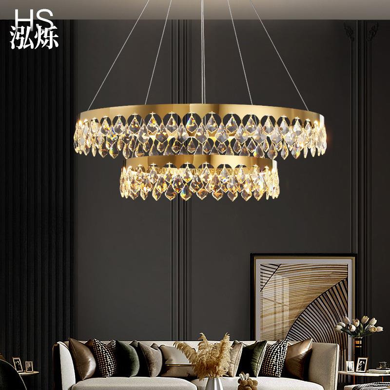 轻奢水晶吊灯客厅餐厅卧室现代简约大气后现代不锈钢高档别墅吊灯