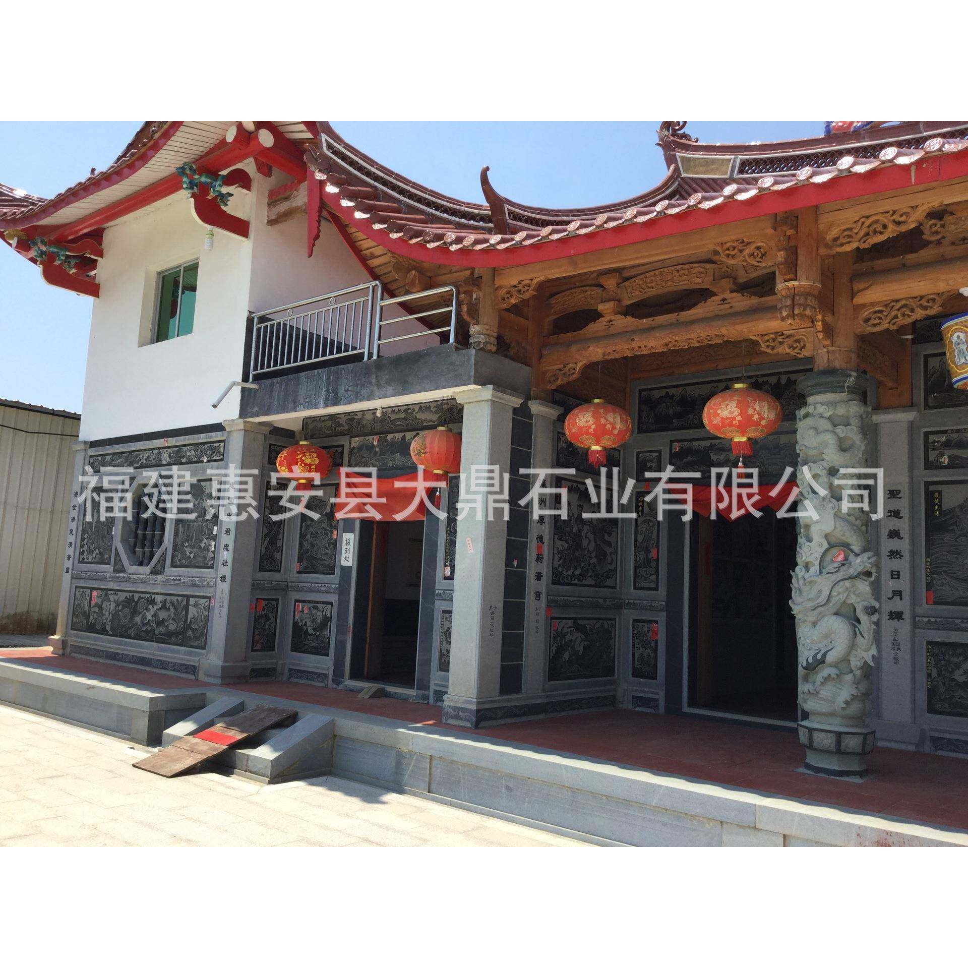 龙柱祠堂宫庙石雕雕刻大门门柱青石石庙寺院雕刻福建惠安