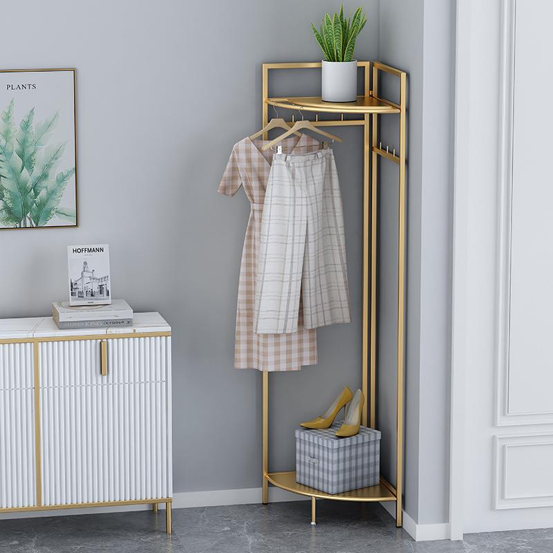 ZMNM434网红客厅贴墙角落衣帽架三角转角挂衣架落地卧室拐角挂衣