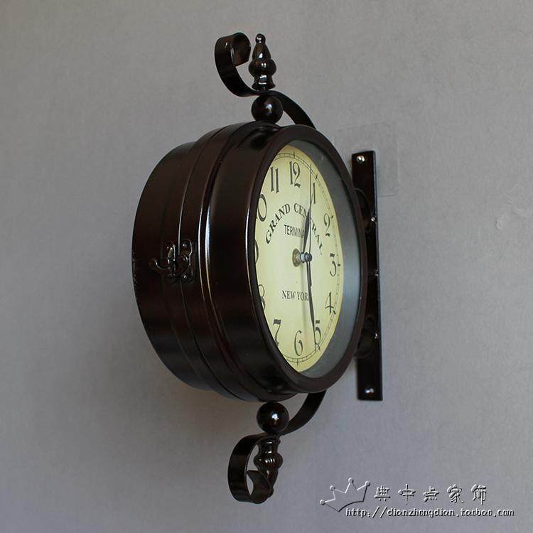 欧式铁艺双面挂钟吊钟创意田园挂表现代客厅壁钟卧室时钟静音,特色手工艺,其他特色工艺品,淘宝优惠券,粉丝福利购,淘宝优惠卷