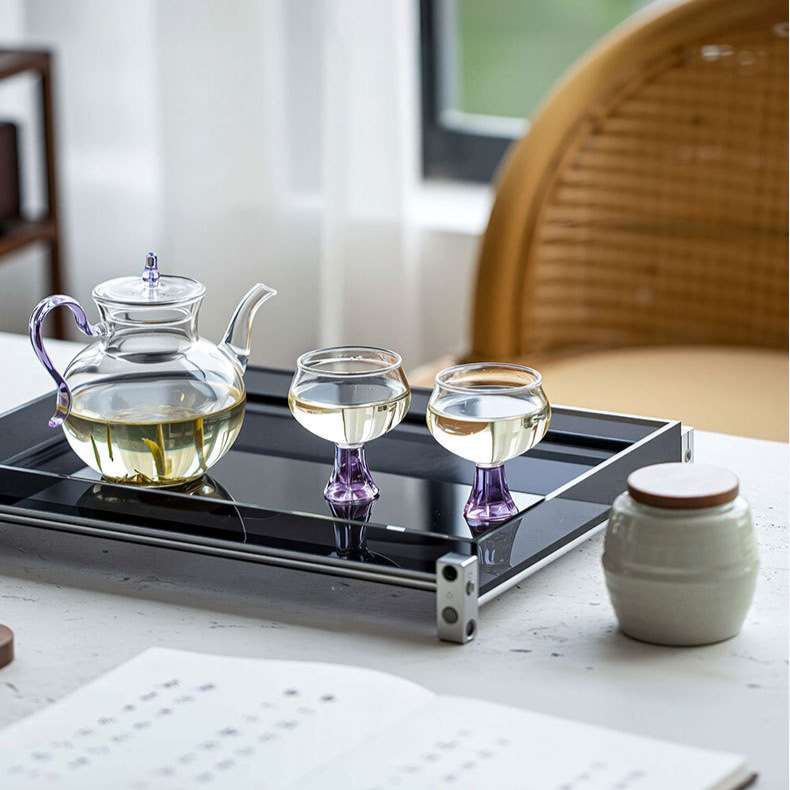 新中式精致玻璃一壶两杯茶具套装泡茶专用女士仿宋执壶茶杯一人饮