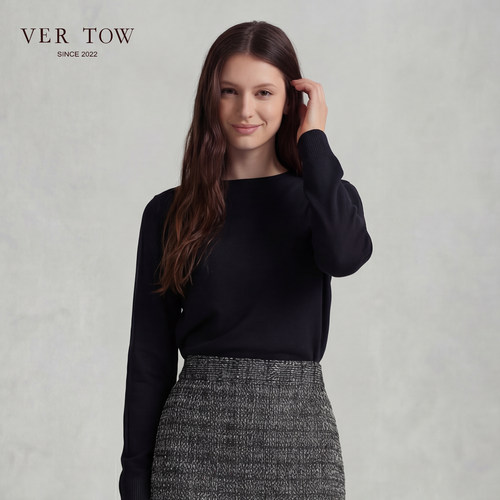 VERTOW羊毛羊绒一字领套衫