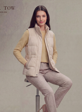 VER TOW【星辰骑士】浅驼收腰白鹅绒马甲 保暖休闲简约羽绒服马夹