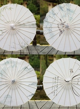 新色纯舞蹈伞演色伞绸布伞油纸伞色白款素贞白伞纯出白送别道具伞