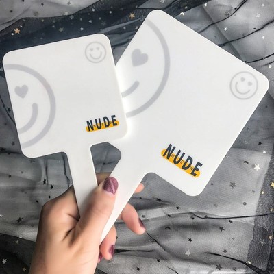 镜子手柄镜子手持化妆镜大号复古迷你美容院专用便携定制logo