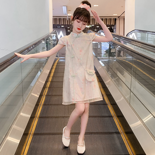 女童旗袍连衣裙夏装2023新款儿童汉服中国风女孩裙子夏季洋气薄款
