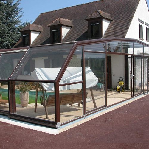 户外大型移动落地阳台折叠家用别墅凉庭阳光房室外泳池玻璃阳光房