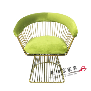 定制新款金属不锈钢售房部接待椅 创意绒I布围椅休闲阳台沙发椅25