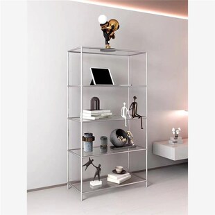 网红轻奢不锈钢壁挂式多层储物架新型展示柜不锈钢玻璃储物架