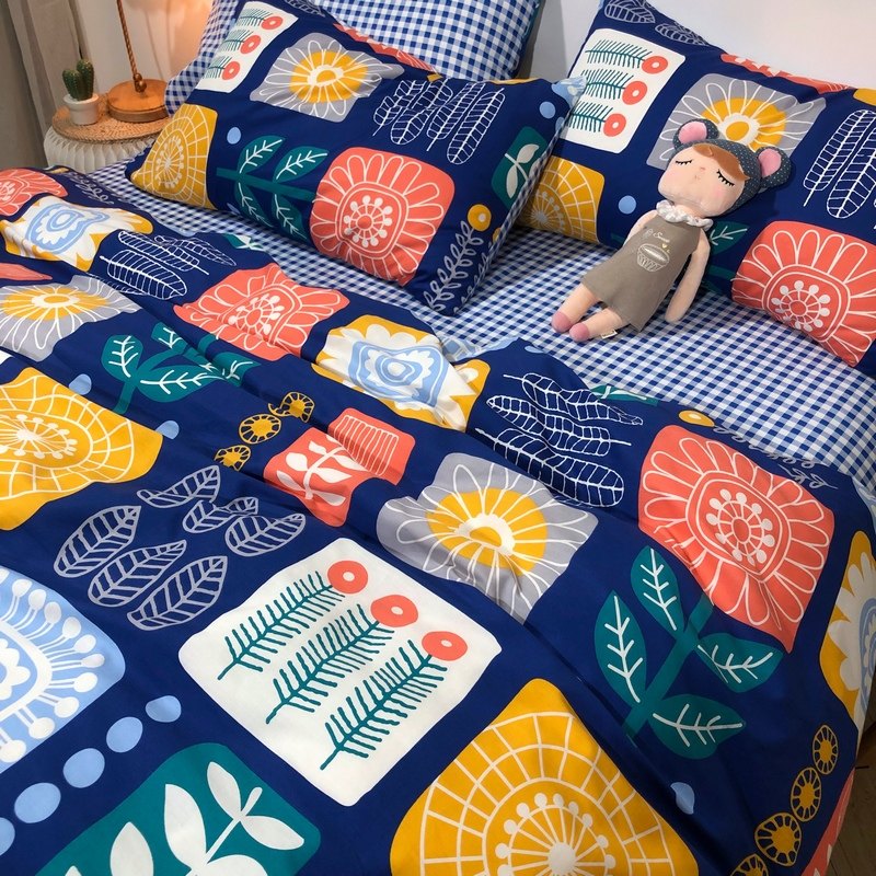 全棉碎花四件套100纯棉床单复古被套少女心公主风三4件套床上用品