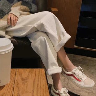 春秋新款 长裤 白色弹力裤 外穿萝卜哈伦裤 子宽松春季 孕妇老爹牛仔裤