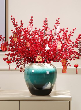 新中式陶瓷花瓶客厅插花入户玄关圆桌装饰摆件茶桌电视柜高档花艺