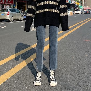 春秋款 加绒加厚打底裤 秋季 子秋冬装 外穿直筒烟管老爹裤 孕妇牛仔裤