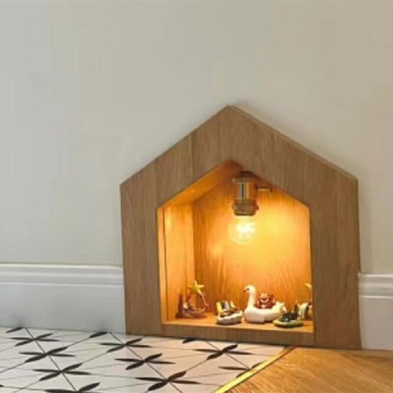 木制头质杰瑞门洞小房子小夜灯角落老鼠装饰小木屋定制品家具灯具