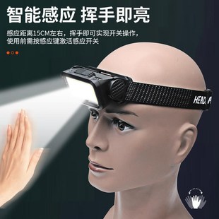 头灯强光超亮充电头戴式感应户外照明夜钓露M营家用led夜晚作业灯