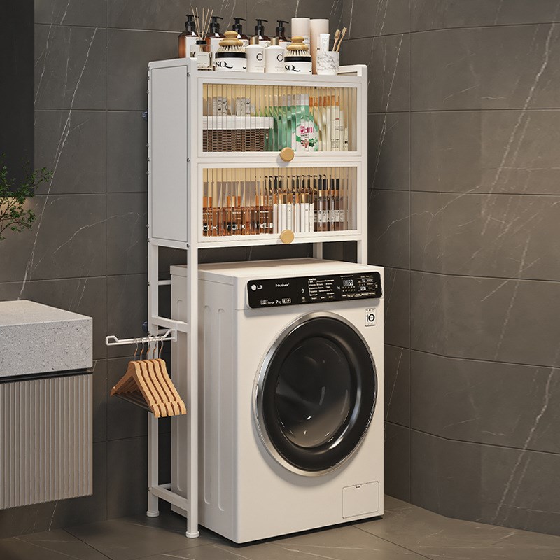 带柜门防尘卫生间洗衣机置物架落地多层滚筒上方架子浴室阳台收纳