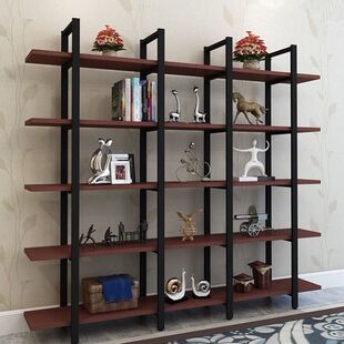 创意钢木书架置h物架隔断客厅陈列柜储物架展示架落地墙壁架子铁