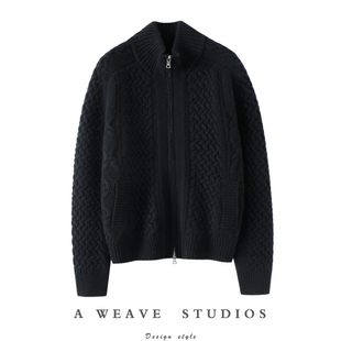 启超满满工匠感 女纯羊绒毛衣针织外套上衣 重磅加厚羊绒拉链开衫