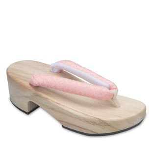 2021夏季新品日系七宝纹高跟凉拖青年小白鞋白木厚底拖鞋木屐女