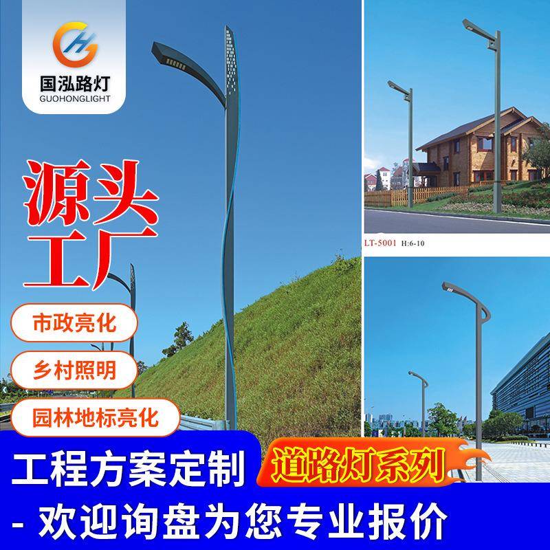 6-10米LED市电路灯城市户外防水市政道路照明高杆灯单双臂路灯