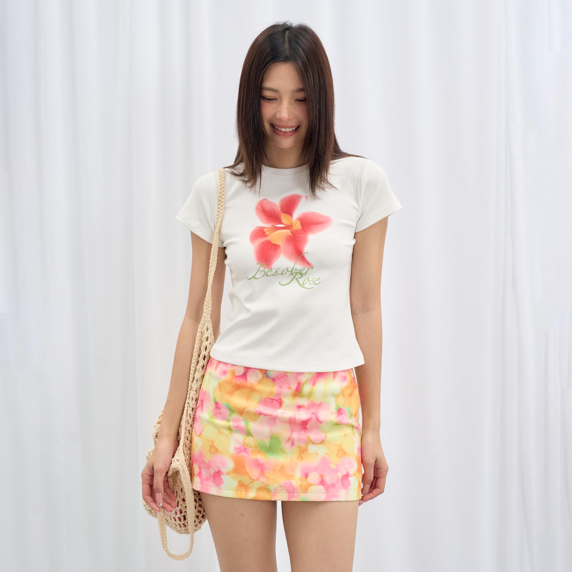 BESOR原创花卉印花短袖T