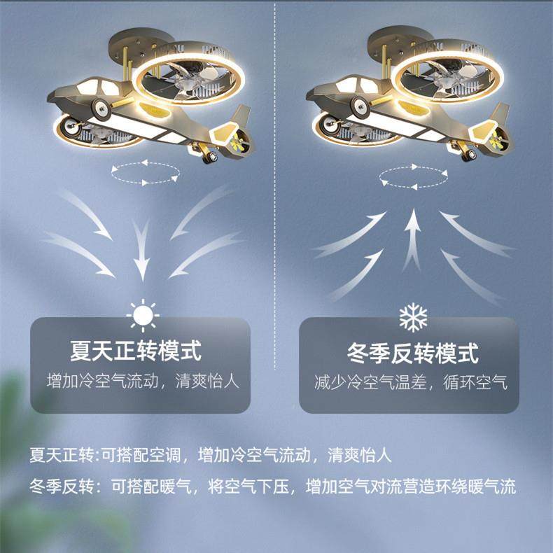 直升飞机灯扇带风扇灯LED童男卧213室吸顶灯具男儿童房灯孩创意电