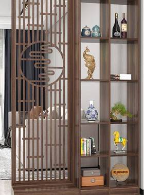 进门GIB户屏风隔断柜装饰客遮入挡关置物架实木新厅中式玄中国风