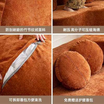 压缩沙发2025新款多住中古风布艺小户型客厅可折叠两用海绵沙发床