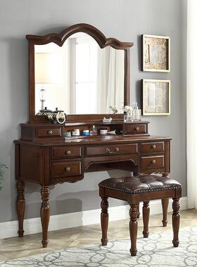 妆台美台式实木梳妆卧室现代简约化台欧式梳妆台收纳柜梳一妆CRO